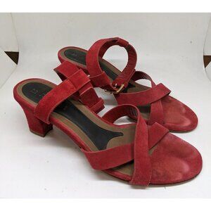 Marni Women's Red Ankle Strap Heel Sandals Buckle Closure Open Toe Size 40